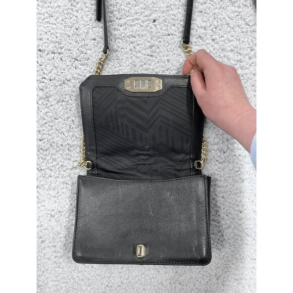 REBECCA MINKOFF Love Black & Leopard Small Crossbody Gold Chain - Picture 9 of 12